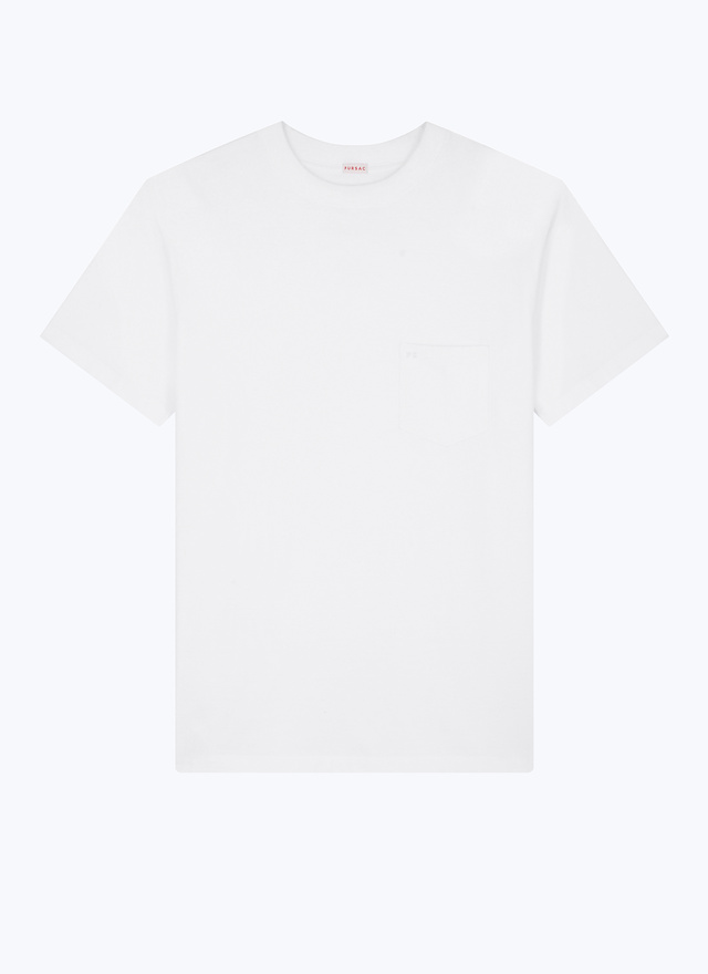 Men's white, ecru organic cotton jersey t-shirt Fursac - J2CETA-EJ17-A001