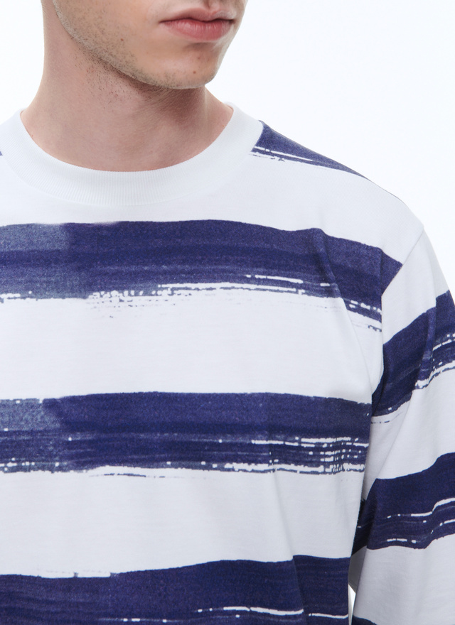 White Striped T-Shirt for Men - Fursac J2ARIC-BJ09/30