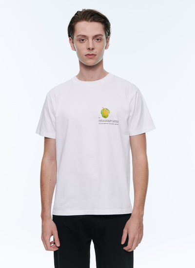 Men's t-shirt white cotton Fursac - 22HJ2VETA-AJ08/01
