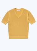 Yellow openwork wool and cotton t-shirt - 23EA2BAJE-BA02/54