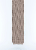 Ecru knitted silk tie - F3KNIT-T212-03