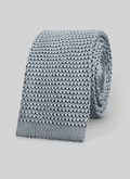 Sky blue knitted silk tie - PERF3KNIT-T212/39