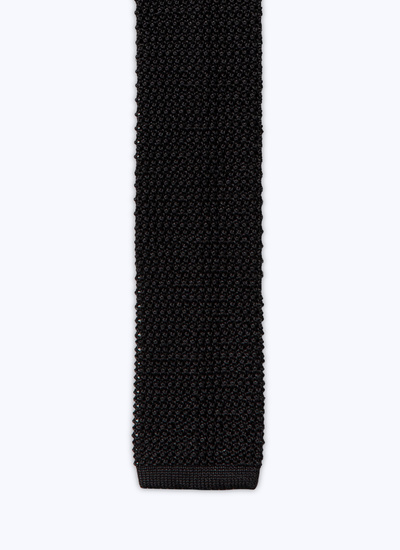 Men's tie black knitted tie Fursac - F3KNIT-T212-20