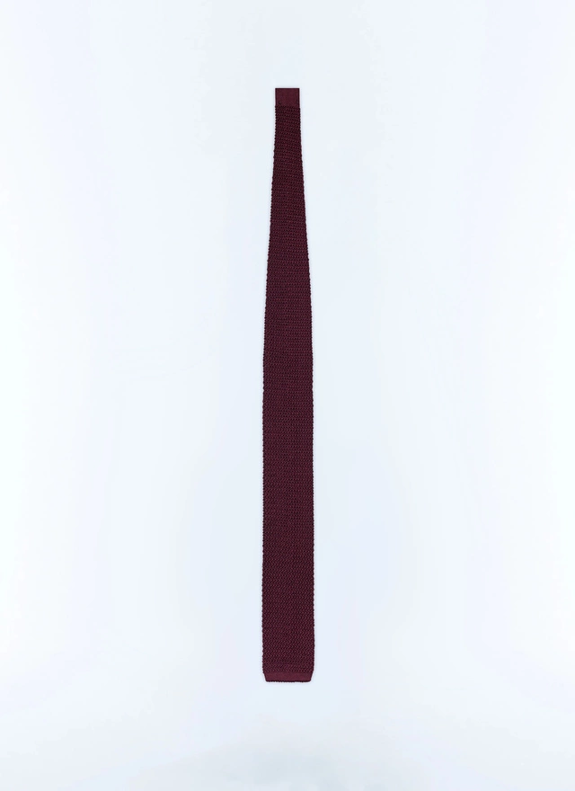 Men's burgundy tie Fursac - F3KNIT-T212-74