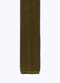 Olive green knitted silk tie - F3KNIT-T212-44