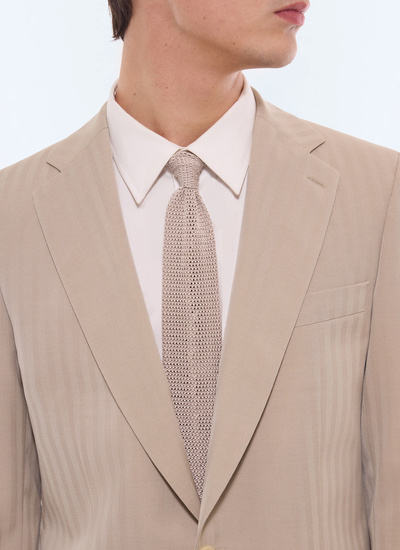 Men's tie greige main fabric: 100% silk Fursac - F3KNIT-LR11-A005