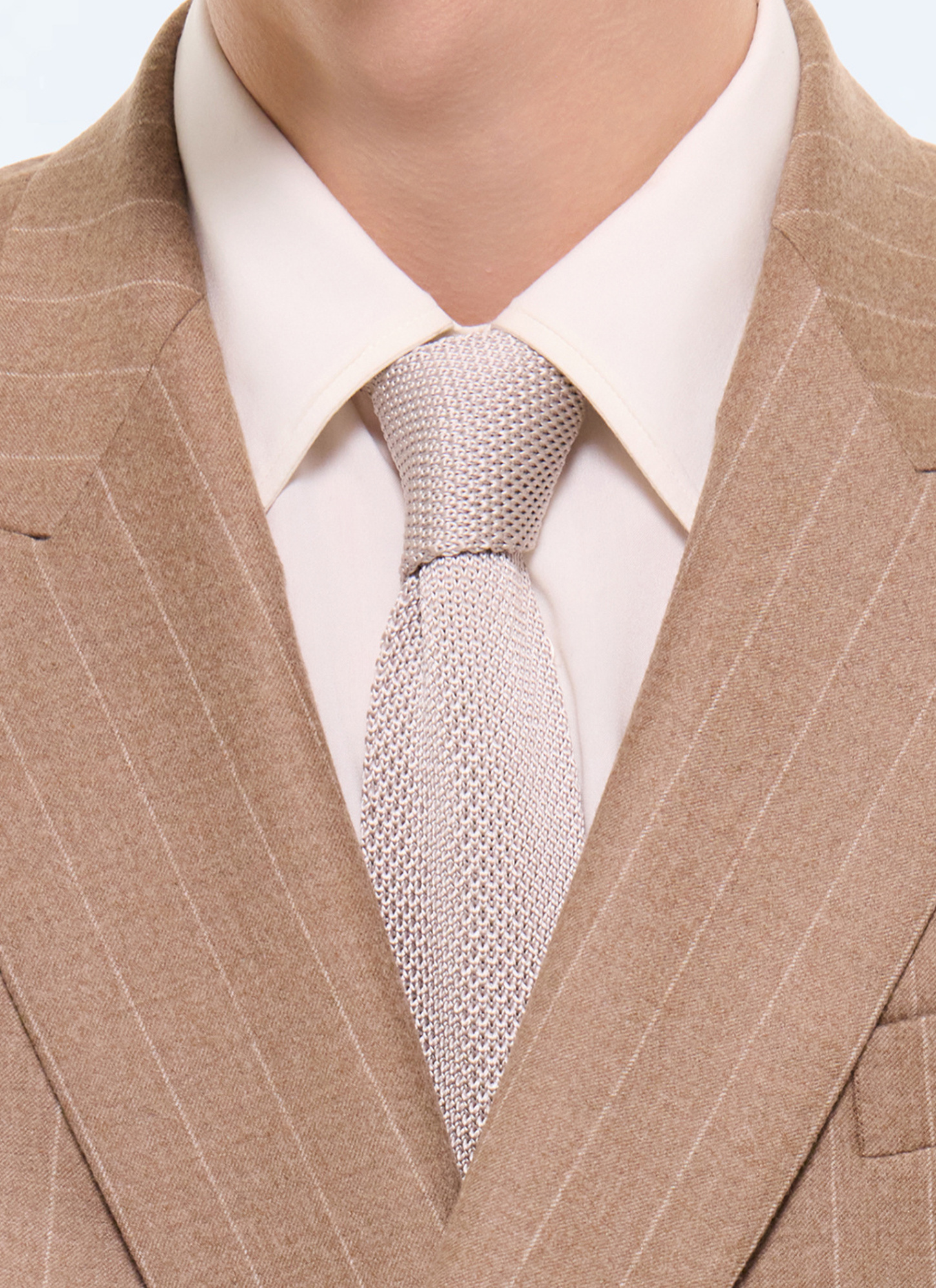 Men's tie greige main fabric: 100% silk Fursac - F3KNIT-LR11-A005