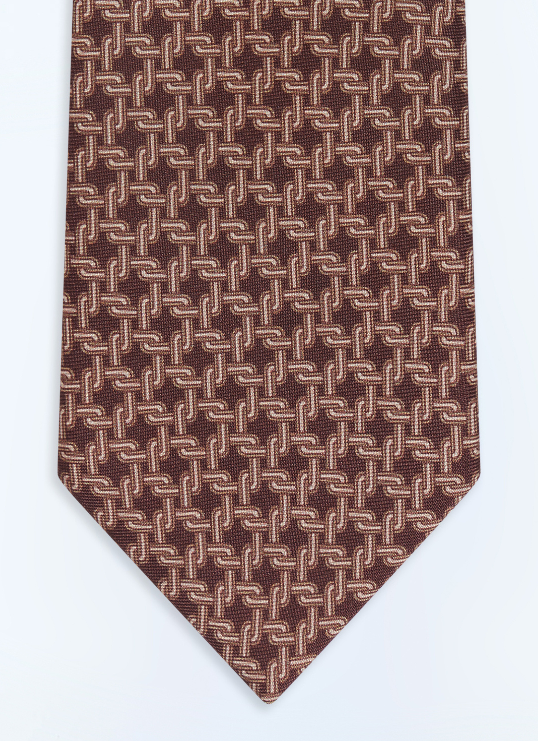FURSAC - Geometric-pattern silk tie - Men - One Size - Red, Bordeaux