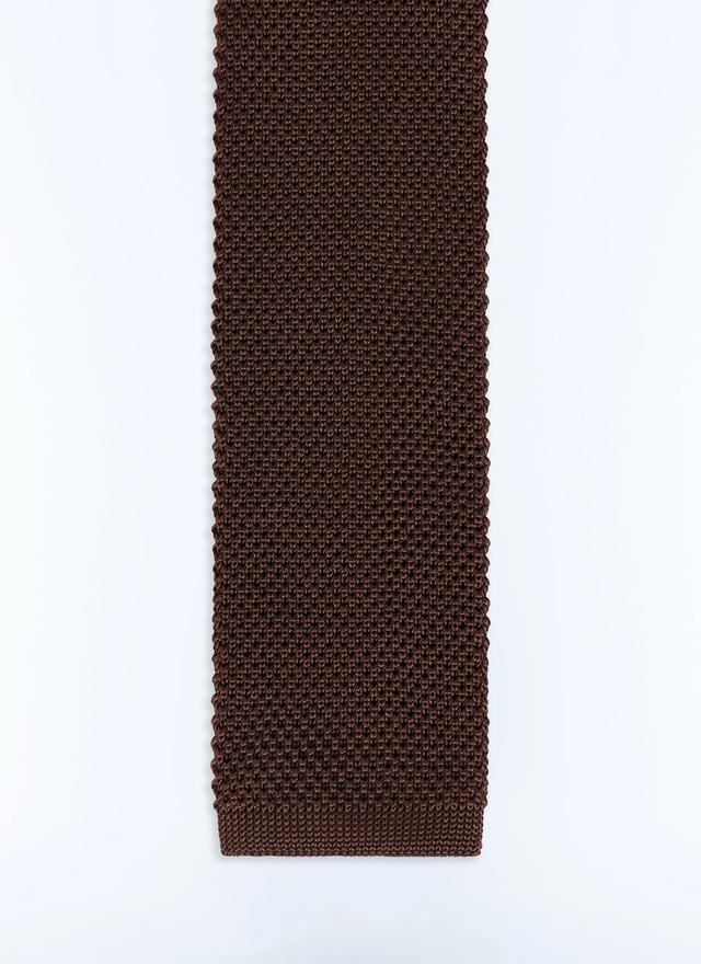 Men's tie chocolate main fabric: 100% silklining: none Fursac - F3KNIT-LR11-G019