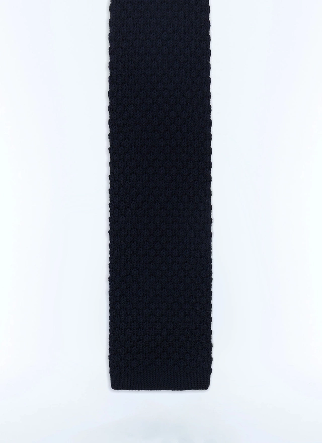 Men's tie navy blue wool Fursac - F3KNIT-DR15-D027