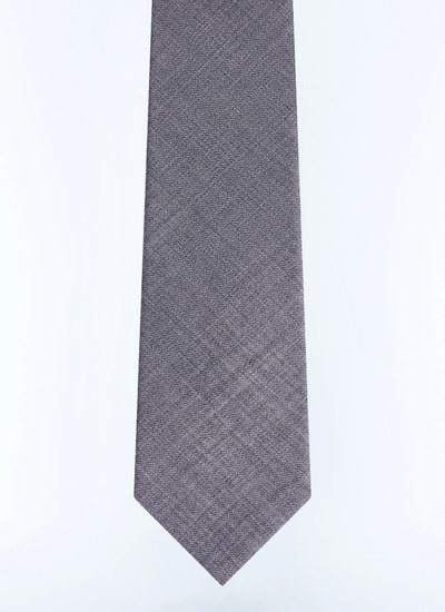Men's tie charcoal grey wool flannel Fursac - F2OTIE-GR48-B022