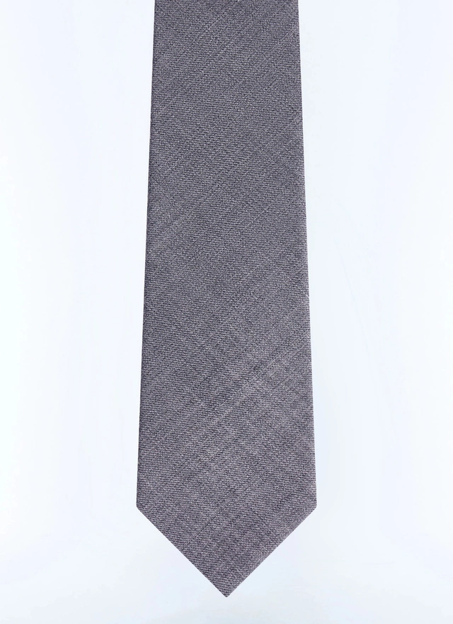 Men's tie charcoal grey wool flannel Fursac - F2OTIE-GR48-B022