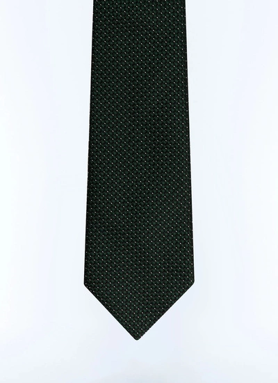 Men's tie bottle green silk jacquard Fursac - F2OTIE-GR50-H010