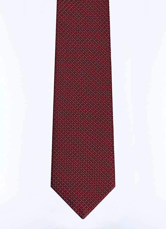 Men's tie burgundy silk jacquard Fursac - F2OTIE-GR50-C014