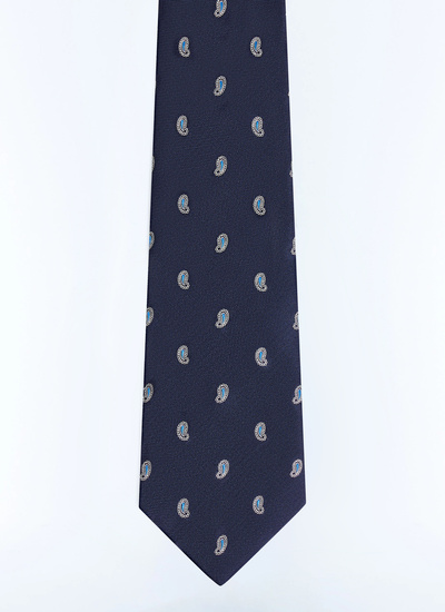 Men's tie navy blue silk jacquard Fursac - F2OTIE-GR28-D030