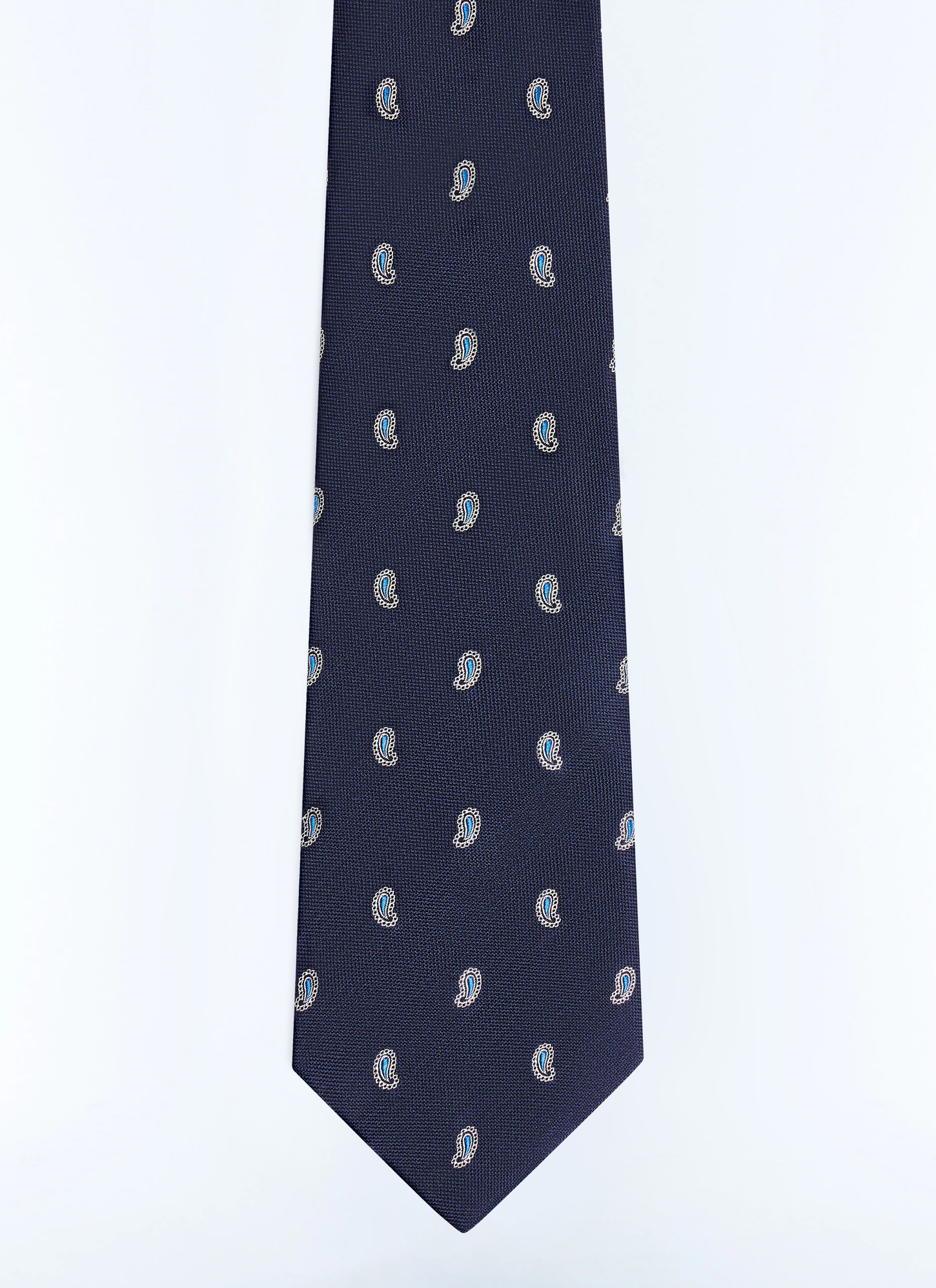 Men's tie navy blue silk jacquard Fursac - F2OTIE-GR28-D030