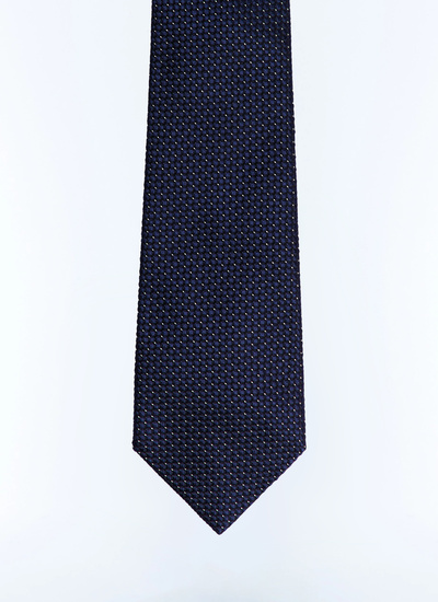 Men's tie navy blue silk jacquard Fursac - F2OTIE-GR50-D030