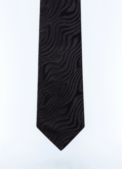 Men's tie black silk jacquard Fursac - F2OTIE-BR33-20