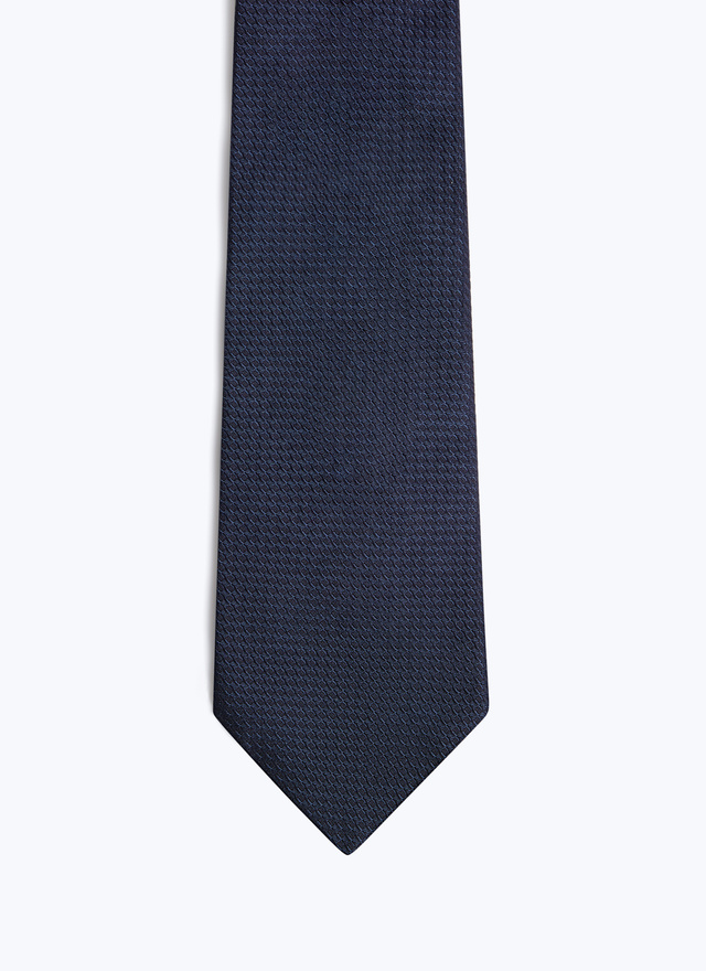 Men's tie navy blue silk jacquard Fursac - F2OTIE-FR22-D030