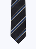 Black silk tie with stripes - 22HF2OTIE-AR12/20