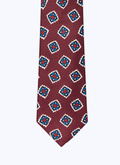 Burgundy silk tie with squares print - F2OTIE-AR05-74