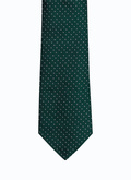 Green silk tie with polka dots - F2OTIE-VR29-40