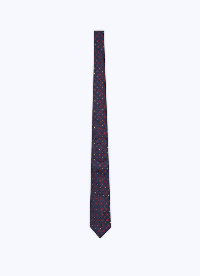 Micro Hearts Necktie Navy Blue Silk Tie 