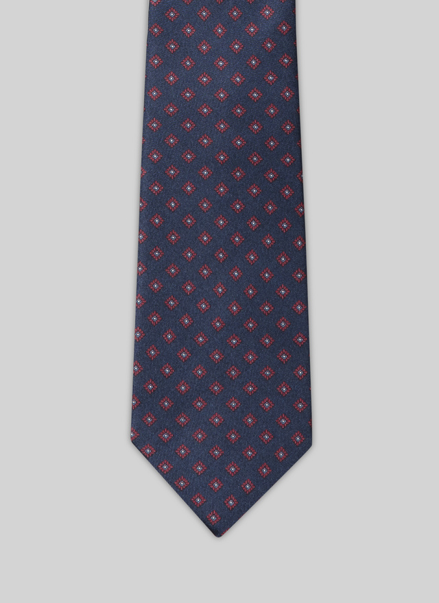 Navy blue - Flowers print fancy ties tie 22EF2OTIE-VR32/30 - Men's silk tie