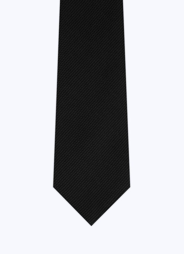 Men's tie black silk Fursac - F2OTIE-TR45-20