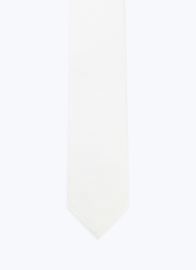 Men's tie white silk Fursac - F2OTIE-DR11-A001