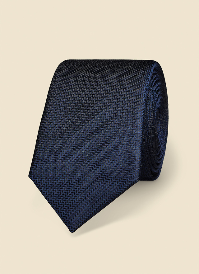 Men's tie navy blue silk Fursac - F3CRAV-RR32-30