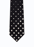 Black silk tie with dots - F2OTIE-BR05-20