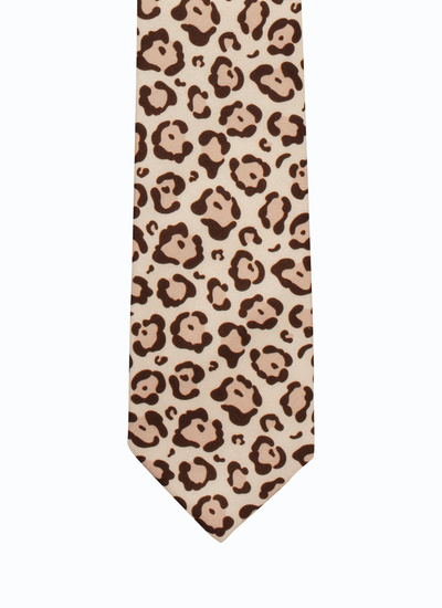Men's tie leopard print silk satin Fursac - 23EF2OTIE-BR25/13