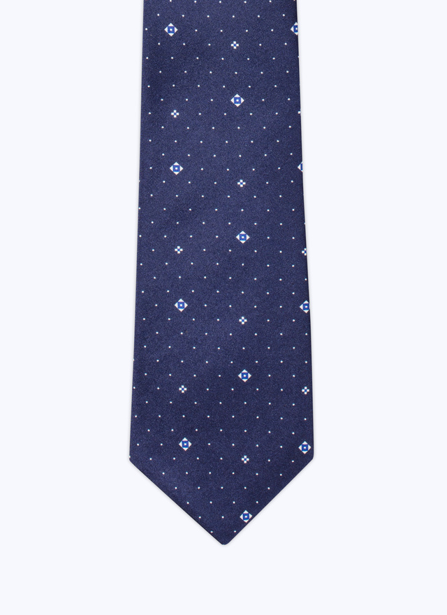 Men's tie navy blue silk satin Fursac - F2OTIE-CR11-D030