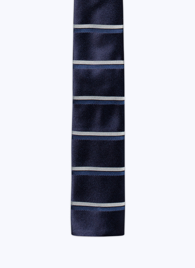 Men's tie navy blue silk satin Fursac - F3DTIE-DR09-D030