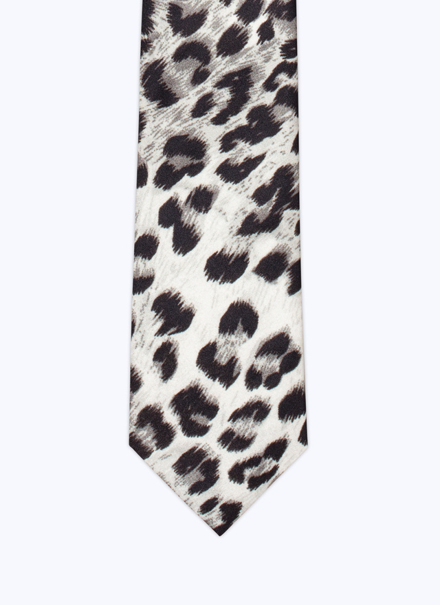 Men's tie snow panther print silk satin Fursac - F2OTIE-CR13-B002