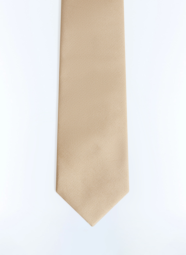 Men's tie beige silk satin Fursac - F2OTIE-FR15-A008