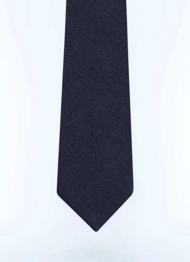 Men's tie navy blue silk satin Fursac - F2OTIE-DR16-D030