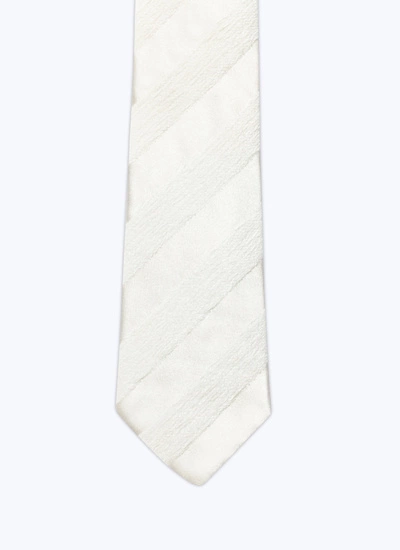 Men's tie ecru velvet and silk Fursac - F2OTIE-DR05-A004