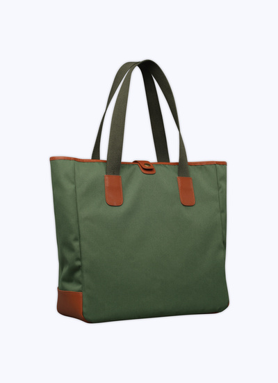 Men's green technical fabric and leather tote bag Fursac - B3VOTE-VB05-41