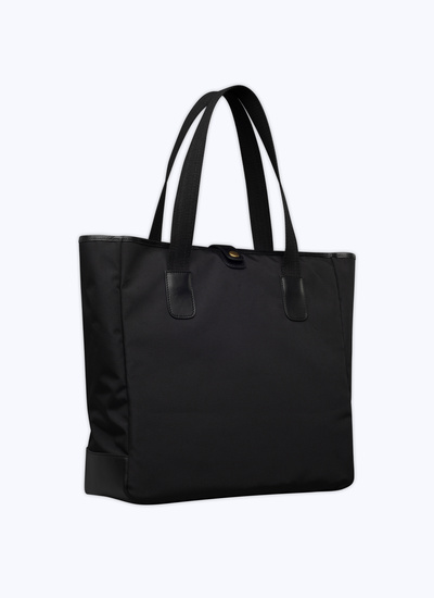 Tote bag noir homme tissu technique et cuir Fursac - B3VOTE-VB01-20