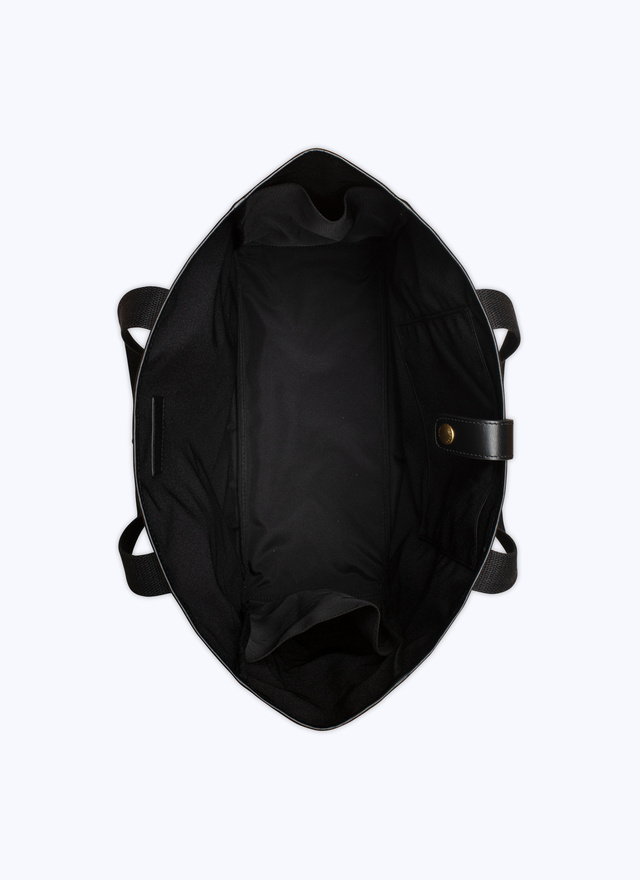 Tote bag noir homme tissu technique et cuir Fursac - B3VOTE-VB01-20