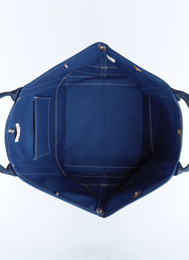 Men's blue, navy blue cotton canvas travel Bag Fursac - B3FEEL-FR41-D030