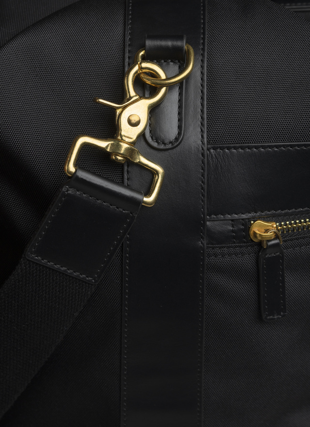 Men's black technical fabric and leather travel Bag Fursac - B3VOYA-VB01-20