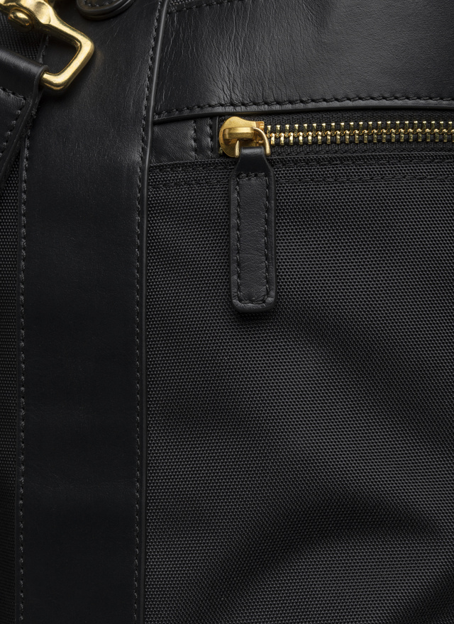 Men's travel Bag black technical fabric and leather Fursac - B3VOYA-VB01-20