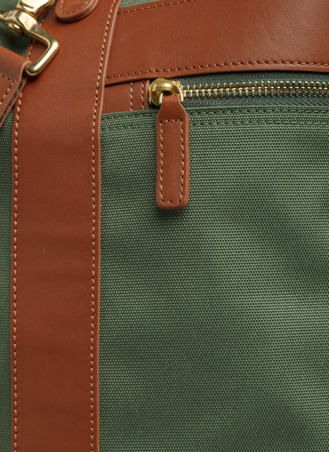 Men's travel Bag green technical fabric and leather Fursac - 22EB3VOYA-VB05/41