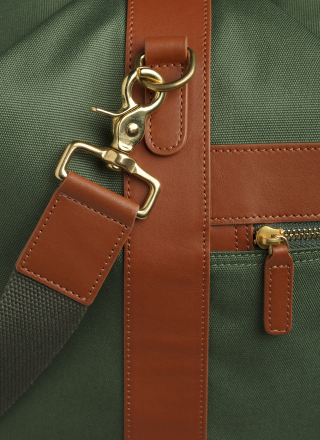 Men's green technical fabric and leather travel Bag Fursac - 22EB3VOYA-VB05/41