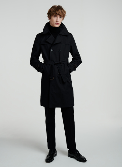Mens Coats Fursac Suits Menswear, Men S Black Cotton Pea Coat With Fur Collar