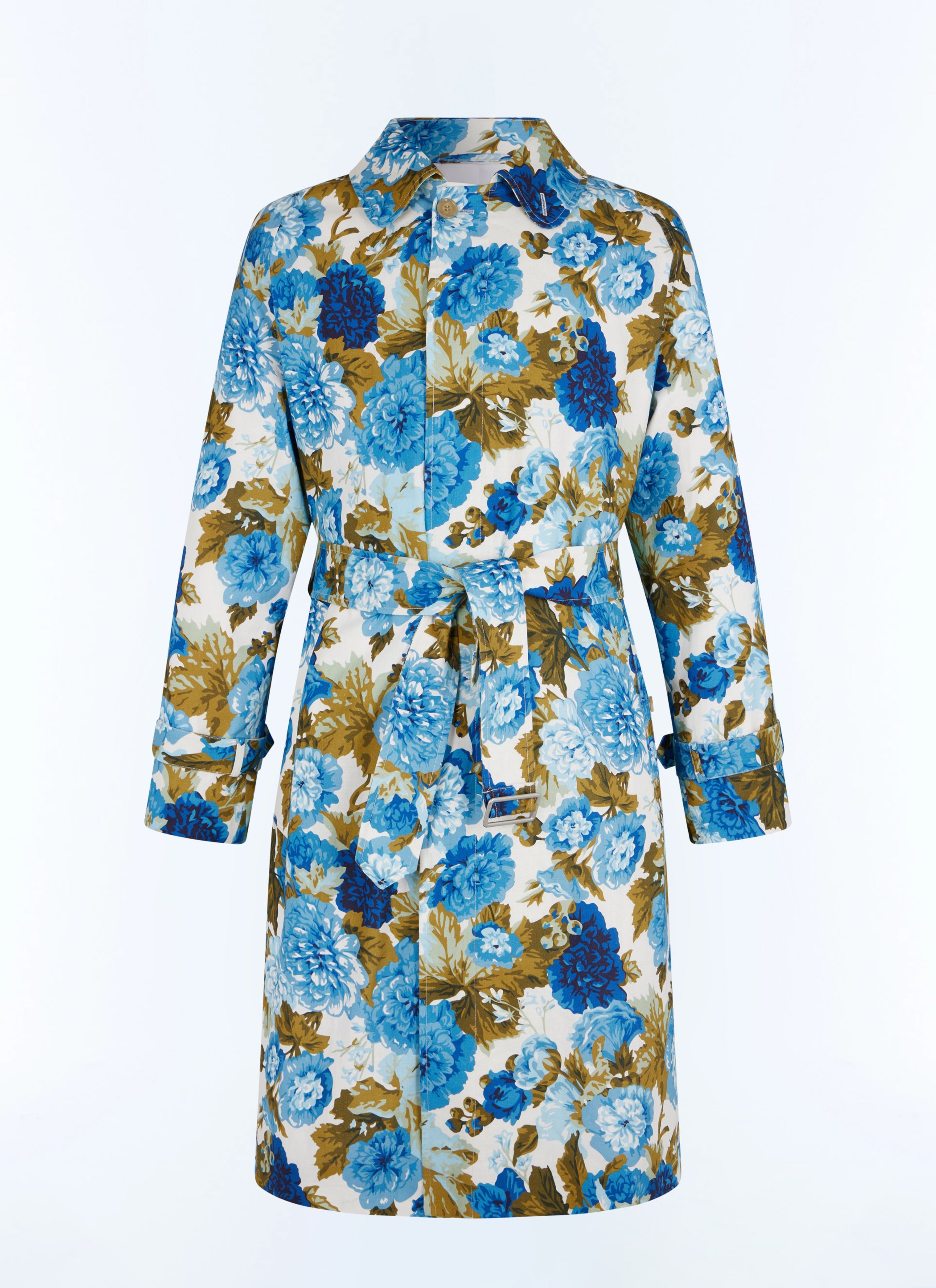 Blue floral pattern trench coat M3BIMA-FX12-L002 - Men's