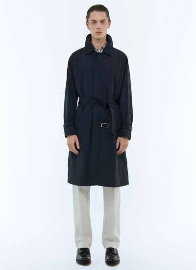 Men's trench coat navy blue cotton and polyamide technical fabric Fursac - M3BIMA-DM01-D030